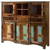 Massivmoebel24 Highboard NATURE OF SPIRIT (Massivholz), Altholz 160x40x140 mehrfarbig lackiert NATURE OF SPIRIT #139