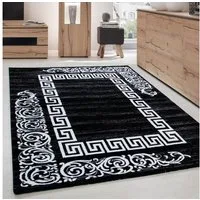 Carpettex Designteppich Mäander-Design, Läufer, Höhe: 12 mm, Modern Kurzflor Teppich Wohnzimmer Mäander-Design Schwarz Pflegeleicht