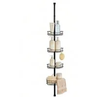Sekey Duschregal Teleskop-Duschregal ohne Bohren, Eckablagen mit 4 Körbe, Eckregal Bad, 80–310 cm, schwarz