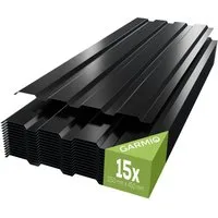 GARMIO Trapezblech Trapezblech 15er Set, Dachplatten 0,25mm, Stahl, (Wellblechplatten aus verzinktem Stahl inkl. Schrauben) Profilblech schwarz 115x45 cm, 7,8 m²