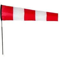 Wolkenstürmer Flug-Drache Windsack Westwind - Windanzeiger Garten, (Rot-Weißer Windanzeiger als Küstendeko für Außenbereich, 1-tlg), Maritimes Windspiel Outdoor mit GFK-Stab für Balkon & Terrasse