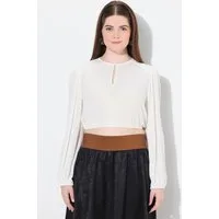 Ulla Popken Longbluse Dirndlbluse Gummisaum Rundhals weiter Langarm