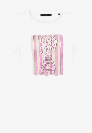 zero - Print-T-Shirt mit Glitzerdetails patch cream/pink - Gr. - 44