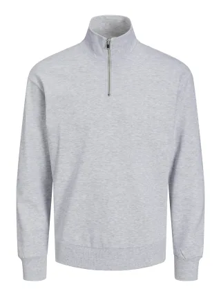 JACK&JONES - JJEBRADLEY SWEAT HALF ZIP NOOS Light Grey Melange - Gr. - XL