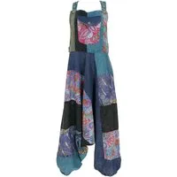 Guru-Shop Relaxhose Unikat Patchwork Boho Latzhose, bunter.. Ethno Style, alternative Bekleidung