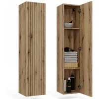 MAGOWA Badkommode Hängeschrank Bad – moderner Wandschrank mit Riffelfront & Staurau (Höhe: 135 cm - Breite: 31 cm - Tiefe: 29,5 cm), hängender Badschrank - langlebig und ideal für den täglichen Gebrauch