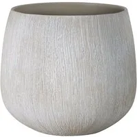 Dehner Übertopf Leander, bauchige Form, Keramik, weiß / creme, handgefertigter Indoor Blumentopf
