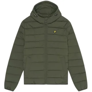 Lyle & Scott Branded Logo Hooded Olivgrüne Pufferjacke