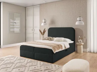 Boxspringbett Schlafzimmerbett BINETA PREMIUM 200x200cm Stoff Coral Schwarz