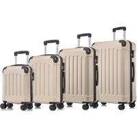 YONSLY Kofferset Reisekoffer Trolley Rollkoffer Handgepäck Hartschalenkoffer Größen-Set, 4 Rollen, (4er Set, 4 tlg., Größen S, M, L & XL), ABS und Aluminium, Zahlenschloss, Gummigriff, leicht und robust