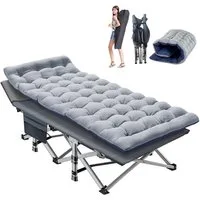 Meulbaty Klappbett Klappbar Feldbett, Campingbett für Camping mit Auflage & Seitentasche (2.3-3cm Matratze) mit Stahlrahmen, Oxford-Stoff Liegefläche und abehmbarem Kissen