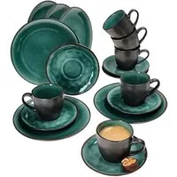 MamboCat Kaffeeservice 18tlg. Kaffeeservice Leros reactive glaze bluegreen - 24328350
