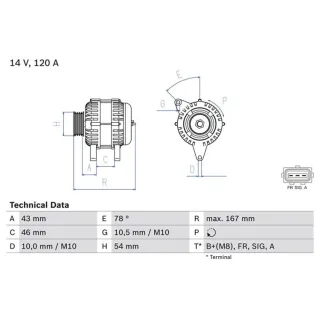 Bosch Lichtmaschine 120A Ford Mazda Volvo 0986049171