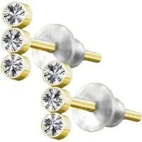 viva-adorno Paar Ohrstecker 3 Zirkonia Kristall Trio klein Edelstahl Damen Mädchen Ohrringe, Kristallohrstecker zierlich