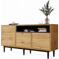 Merax Sideboard im Landhausstil mit Metallfüße, Anrichte aus Holz mit verstellbaren Einlegböden,Kommode,B:160cm