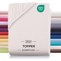 Carpe Sonno Spannbettlaken Topper Spannbetttuch Jersey 140x200 160x200 180x200 200x200 Baumwolle, Jersey, Gummizug: rundum, (1 Stück), Topper Spannbettlaken 180x200 für Matratzen bis 10cm Höhe