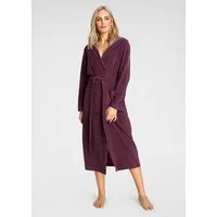 KangaROOS Damenbademantel Dalia, ideal für Sauna & Spa, Standardlänge & Überlänge, Langform, Leichtfrottier, Kapuze, Gürtel, Uni-Farben mit Streifen, Taschen, leicht, XS-3XL, auch in extra lang