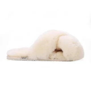 Damen Schaffell Hausschuhe Beige Warm Winter Fell Crossover - Snowbelle