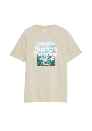 s.Oliver Red Label - T-Shirt mit Frontprint beige - Gr. - M