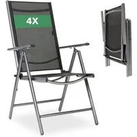 Arebos Klappstuhl Gartenstuhl 4er Set klappbar Hochlehner Alu verstellbar UV-fest (Set, 4 St), 7-fach verstellbar, Wetterfestes, bis 120 kg