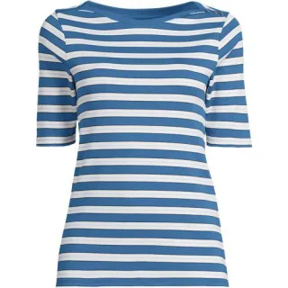 Supima-Shirt aus Baumwolle mit U-Boot-Ausschnitt in Petite-Größe für Damen, Damen, size: petite, Rot, Baumwolle, by Lands' End