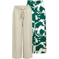 DENIMFY Chinohose Damen Palazzo Hose DFKate 2er Pack Loose Fit (Vorteilspack) Sommerhose mit Taschen
