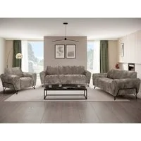 Beautysofa Polstergarnitur VOLARE Modernes Sofa Set mit 3-Sitzer, 2-Sitzer & Sessel, (hochwertige Couchgarnitur für Wohnzimmer & Salon, Design Polstermöbel im modernen Stil), schwarze Metallbeine