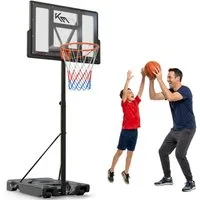 KM - Fit Basketballkorb Basketballständer höhenverstellbar mobil mit Rollen 135-305 cm (Basketballständer 135-305 cm), stabiler Standfuß, wetterfest und ideal für Outdoor-Nutzung