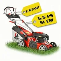 Hecht Benzinrasenmäher 551 SXE mit Radantrieb Elektrostart, 51 cm Schnittbreite, 5,5PS, 5in1, 65L Fangkorb, Mulchkit