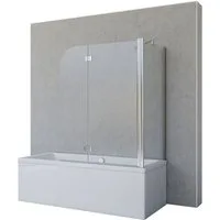 Schulte Badewannenfaltwand Angle 112 x 142 cm ESG, Glas, 2-teilig mit Festelement Chromoptik