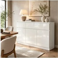 FUFU&GAGA Kommode Weiß PET Hochglanz Serie, 80-180 cm breit, Kommode Modern
