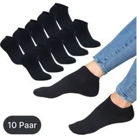 EAAKIE Sneakersocken Sneakersocken Unisex Kurzsocken 5/10/20/30 Paar Schwarz Baumwolle (10-Paar)