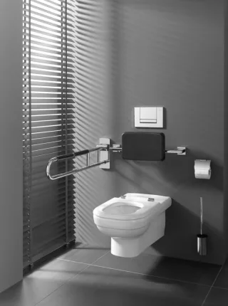 emco system 2 Rückenstütze für WC, mit Wandhalter ung, chrom / schwarz, 356721200 356721200