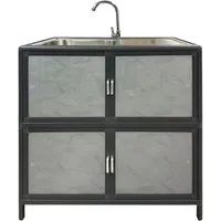 HTI-Living Outdoor-Küchenmodul Outdoorspüle L Gerti Grau (Stück, 1-St., 1 Outdoorspüle) Gartenspüle Campingspüle Messespüle