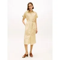Tommy Hilfiger Hemdblusenkleid LINEN BELTED KNEE SS SHIRT DRESS mit Bindegürtel