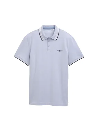 Tom Tailor - Piqué Poloshirt mit Stretch dove blue white two tone pique - Gr. - XXXL