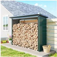 Outsunny Kaminholzregal-Erweiterung mit Pultdach, BxTxH:213x66.5x150 cm, (Brennholzunterstand, 1-St., Kaminholzunterstand), für Kaminholz Grün