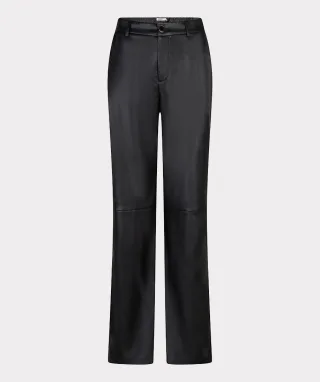 Esqualo - Hose mit weitem Bein in eleganter Lederoptik schwarz - Gr. - 36