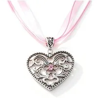 nsihing Schmuckset Trachtenschmuck,bayerischer Dirndl-Schmuck,Bierfest Herz-Halskette (1-tlg), Bayerische Trachtenkette mit Strass-Herzanhänger und für Damen