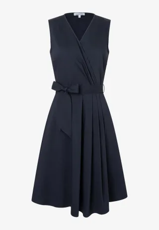 MORE & MORE - Blusenkleid mit Wickeloptik blau - Gr. - 36