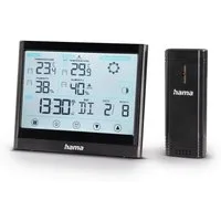 Hama Wetterstation "Full Touch", Schwarz, mit Außensensor, Reichweite 30m Wetterstation (mit Außensensor)