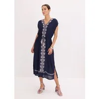 bonprix Midikleid aus Viskose, mit feiner Stickerei, ausgestellte Passform