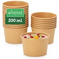 wisefood Einweggeschirr-Set 50-tlg., Bio-Take-Away-Becher, 200 ml, (50-tlg), Papier