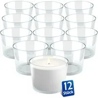 KONZEPT Tischkerzenhalter Teelichtgläser 150 ml, groß und transparent 7,2 x 5,8 x 8,2 cm (Set, 12 St., (Teelichthalter, Kerzengläser), Glasteelichthalter, Kerzenwindlicht, Vorspeisengläser, Dessertgläser