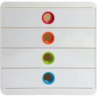 EXACOMPTA Schubladenbox Schubladenbox POP-BOX + 4 geschlossenen Laden, Weiss/Harlekin, 314398D, Boxen einzen