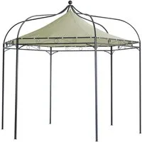 DEGAMO Pavillon MODENA, 6-eckig 320cm, Gestell Stahl schwarz, Dachplane ecrufarben wasserdicht