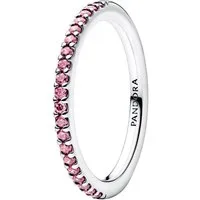 Pandora Silberring DamenSilber Funkelndes Pinkfarbenes Band