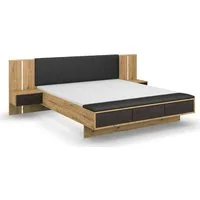 rauch Bettanlage Bett Doppelbett Komfortbett Funktionsbett APOLLON, (3-tlg., Liegefläche 180x200, optional mit Bettbank und Stauraum), Polster-Kopfteil in Lederoptik black, mit Beleuchtung MADE IN GERMANY