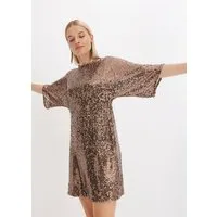 bonprix Paillettenkleid für besondere Anlässe, aus Polyester, Regular Fit, Oversized-Design