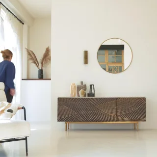 Buffet aus massivem Mangoholz und Terrazzo Bilal 180 cm